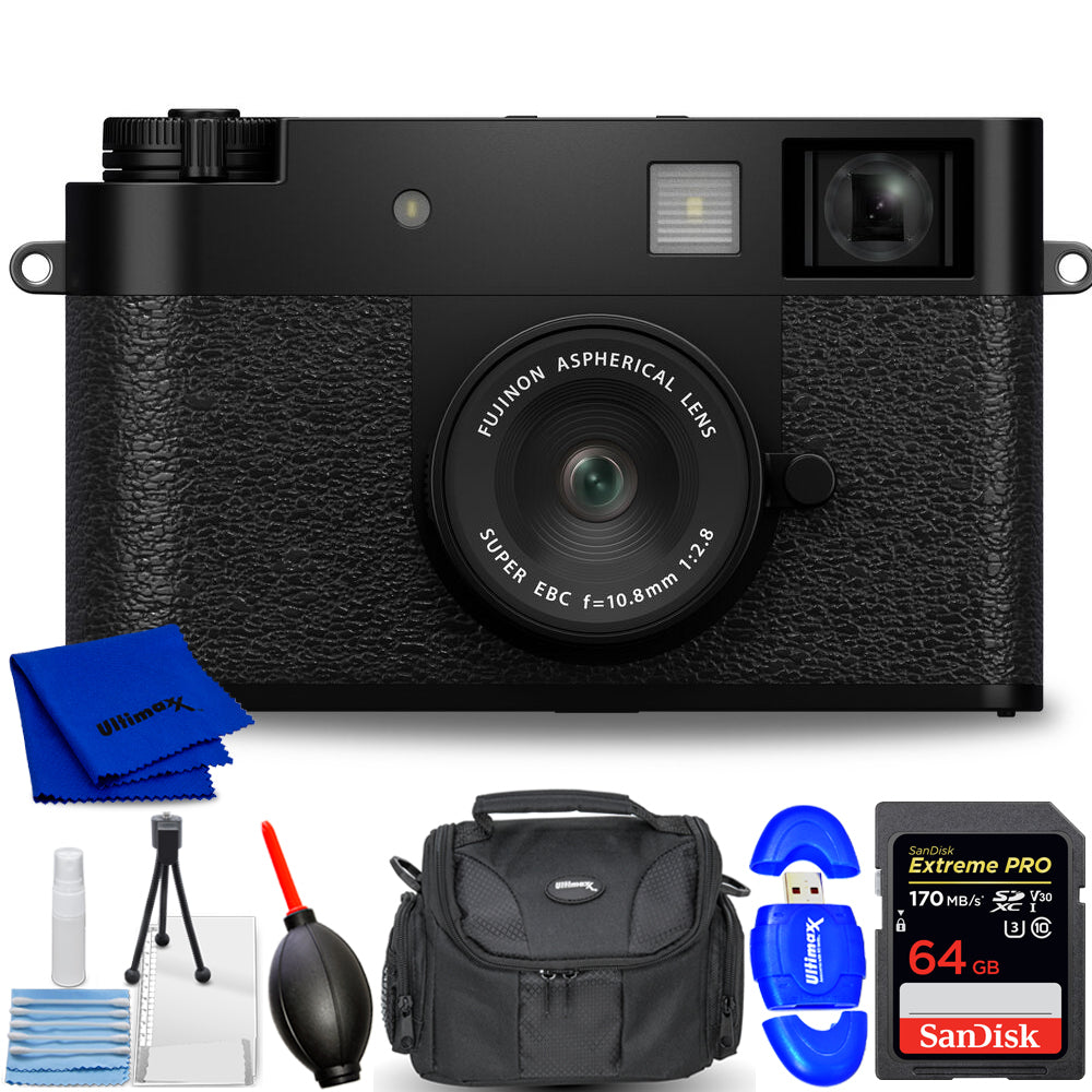 FUJIFILM X half Digital Camera (Black) 16954071 - 7PC Accessory Bundle