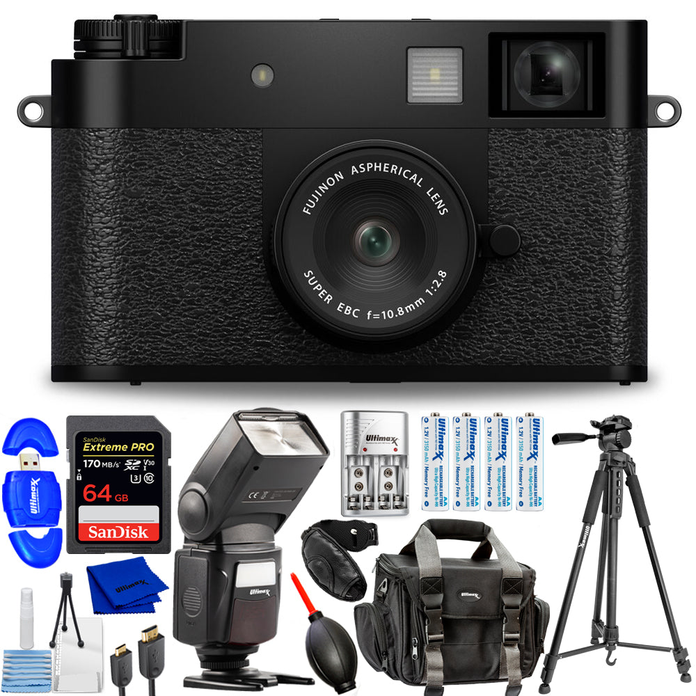 FUJIFILM X half Digital Camera (Black) 16954071 - 12PC Accessory Bundle