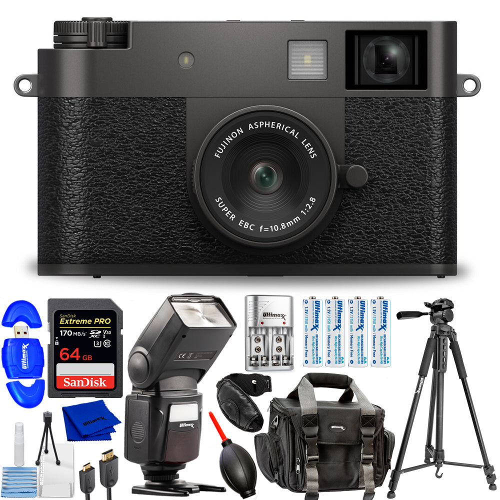FUJIFILM X half Digital Camera (Charcoal Silver) 16954112 - 12PC Accessory Kit