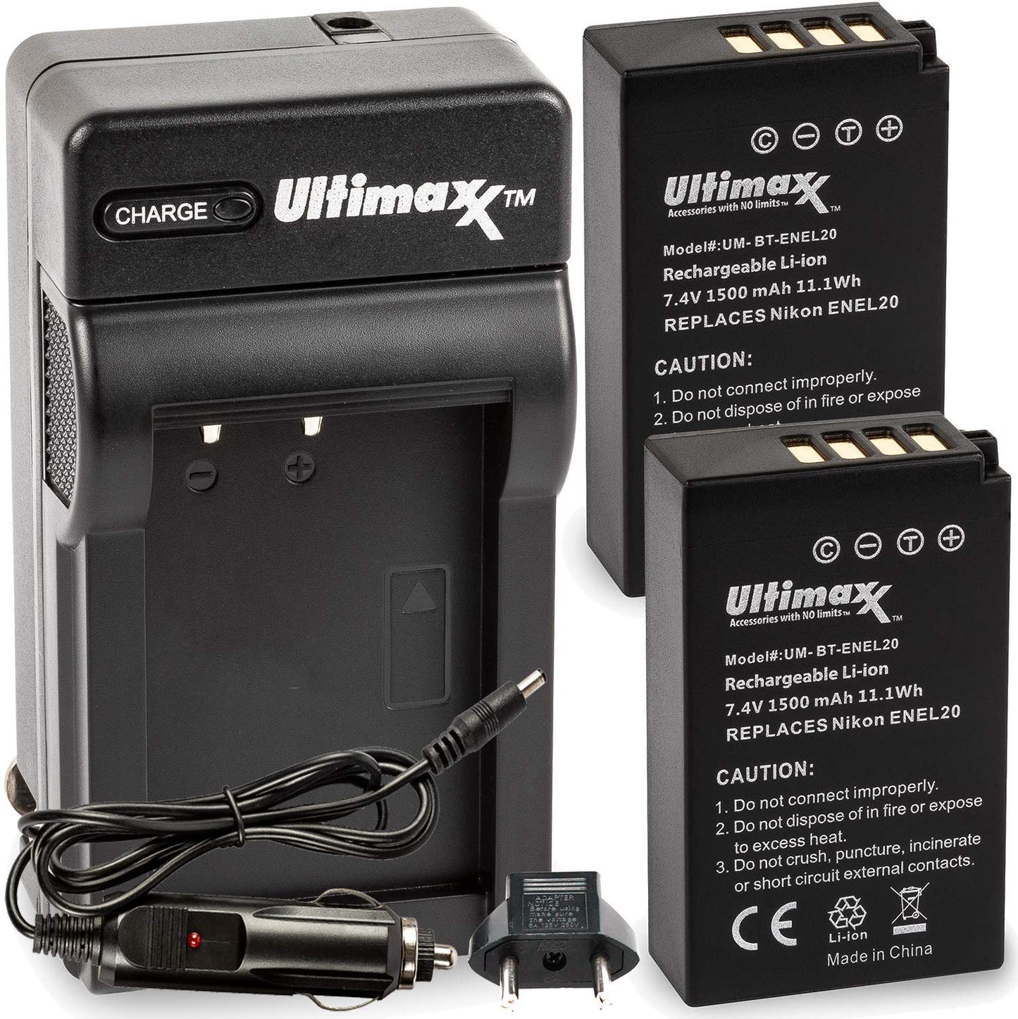 2x ENEL20 EN-EL20 Akkus & Ladegerät für Nikon P1000, J1, J2, J3, S1, V3