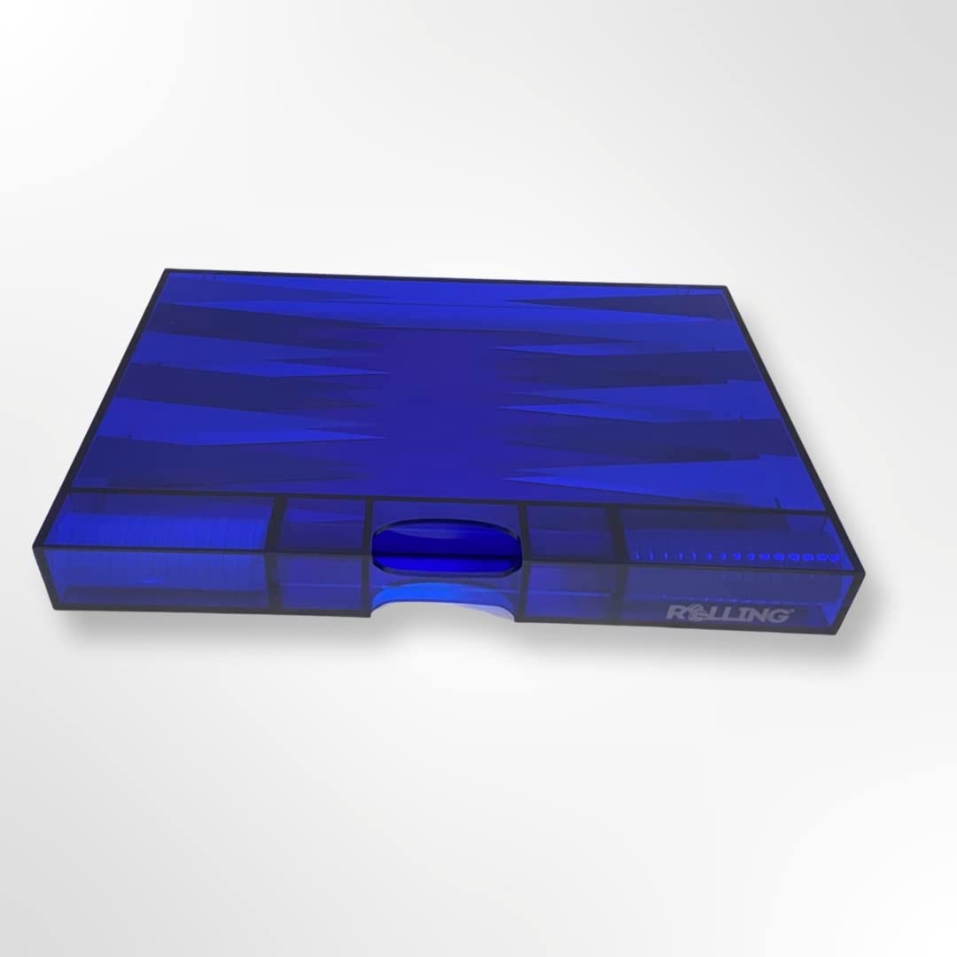 Lucite Acryl-Backgammon-Set, 18 Zoll, großes Premium-Brett und Spielsteine (klar-blau)