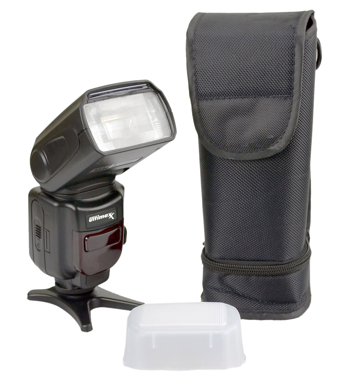 ULTIMAXX TTL dedizierter Slave-Blitz mit LCD-Schwenk-/Bouncefunktion und Tasche für Canon