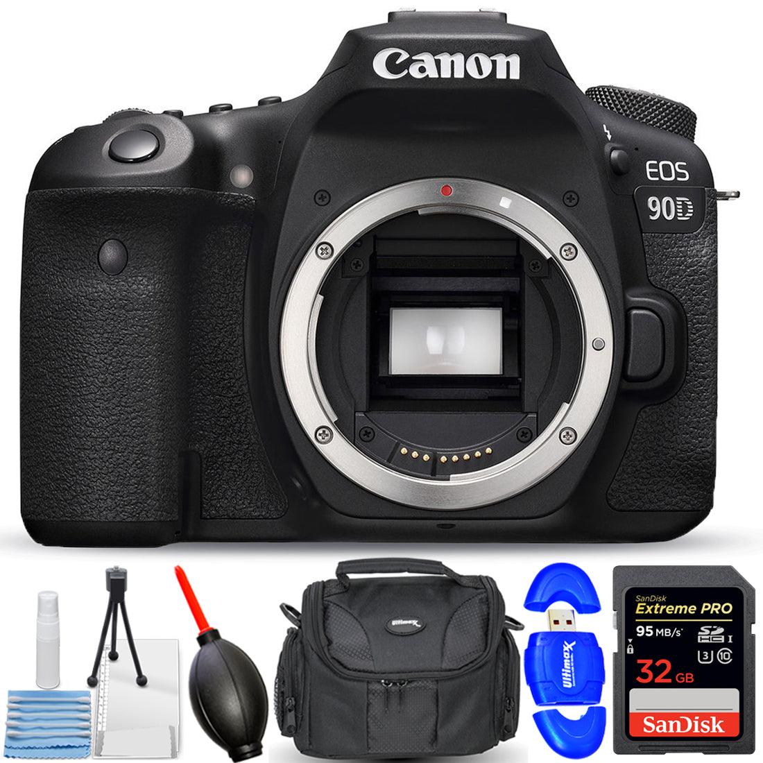 Canon EOS 90D DSLR-Kamera (nur Gehäuse) 3616C002 – 7-teiliges Zubehörpaket
