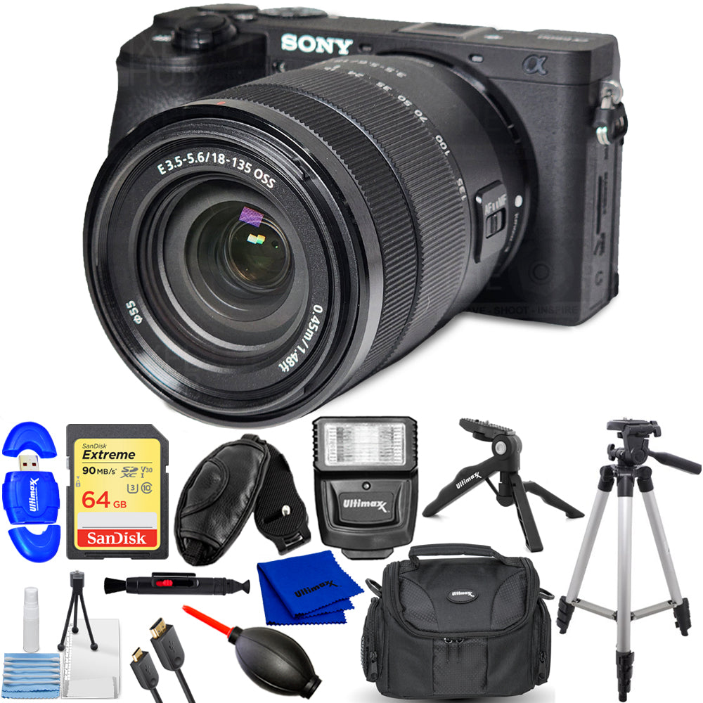 Klicken um zu vergrößern
Spiegellose Kamera Sony a6600 mit 18-135-mm-Objektiv ILCE6600M/B – 12-teiliges Zubehörset
