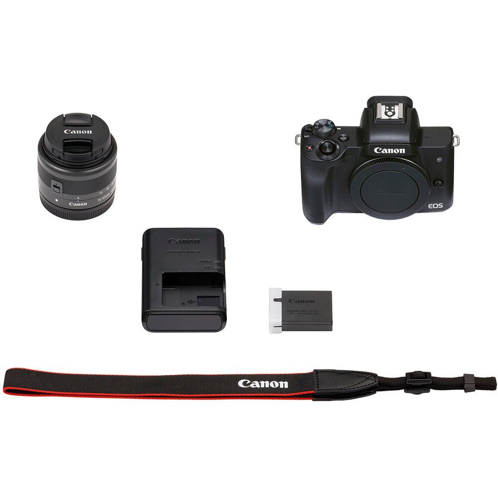 Canon EOS M50 Mark II Mirrorless Camera with 15-45mm Lens (Black) - 64GB Bundle