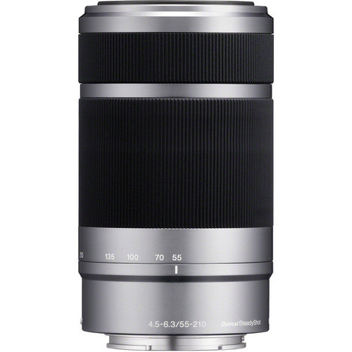 Sony E 55-210mm f/4.5-6.3 OSS Lens (Silver) SEL55210 + Filter Kit Bundle