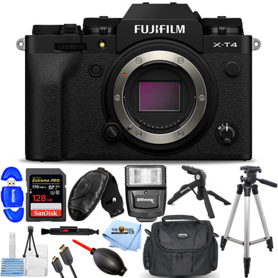 FUJIFILM X-T4 spiegellose Kamera (schwarz) 16652855 – 12-teiliges Zubehörpaket