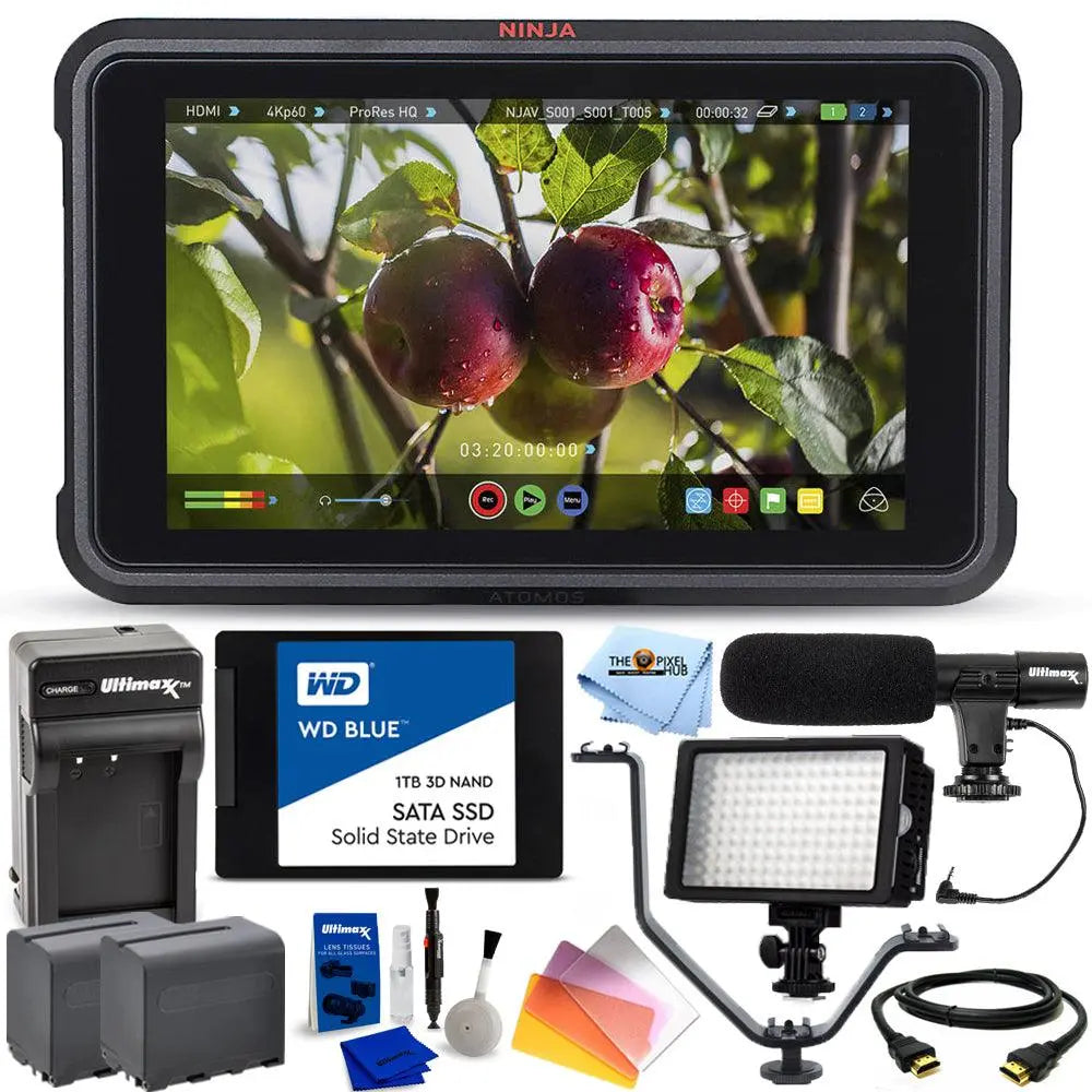 Atomos Ninja V 5" 4K HDMI Recording Monitor + WD 1TB Blue 3D NAND III ...