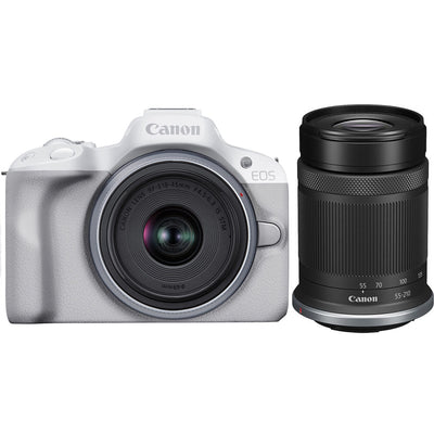 Picture 1 of 7
Canon EOS R50 Mirrorless Camera with 18-45mm and 55-210mm Lenses (White) Bundle