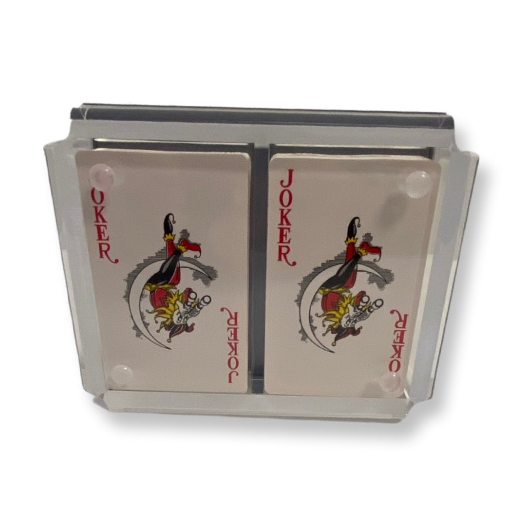 Lucite-Acryl-Bridge-Spielkartenhalter mit Spielkarten im Lieferumfang enthalten (schwarz)