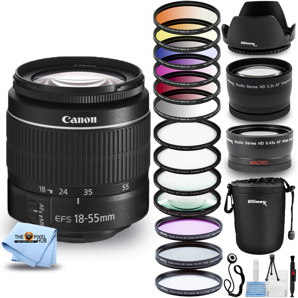 Canon EF-S 18-55mm f/3.5-5.6 III Camera Lens - WHITE BOX Bundle 4