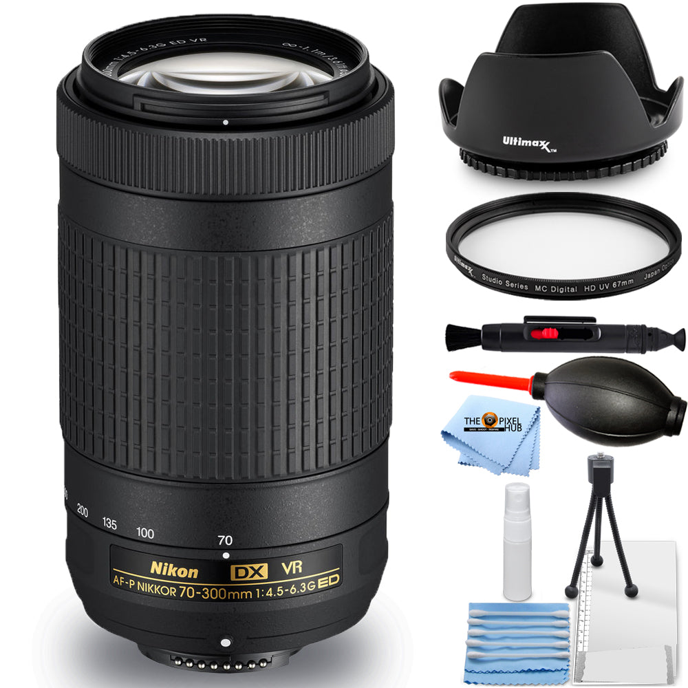 Nikon AF-P DX NIKKOR 70–300 mm 1:4,5–6,3G ED-Objektiv, weiße Box – Essential UV-Paket