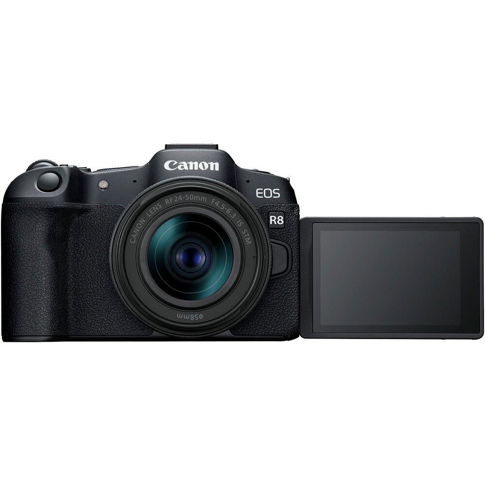 Canon EOS R8 spiegellose Kamera mit RF 24-50 mm IS STM Objektiv – 14-teiliges Zubehörset