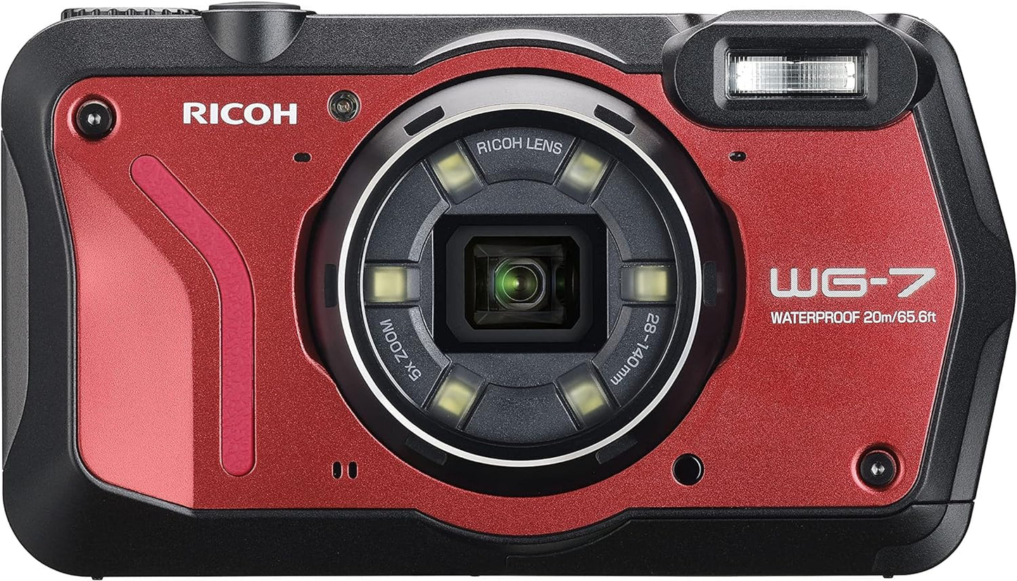 Bild 1 von 6
RICOH WG-7 Digitalkamera Robuste, wasserdichte und staubdichte 4K-Webcam (rot) im Paket