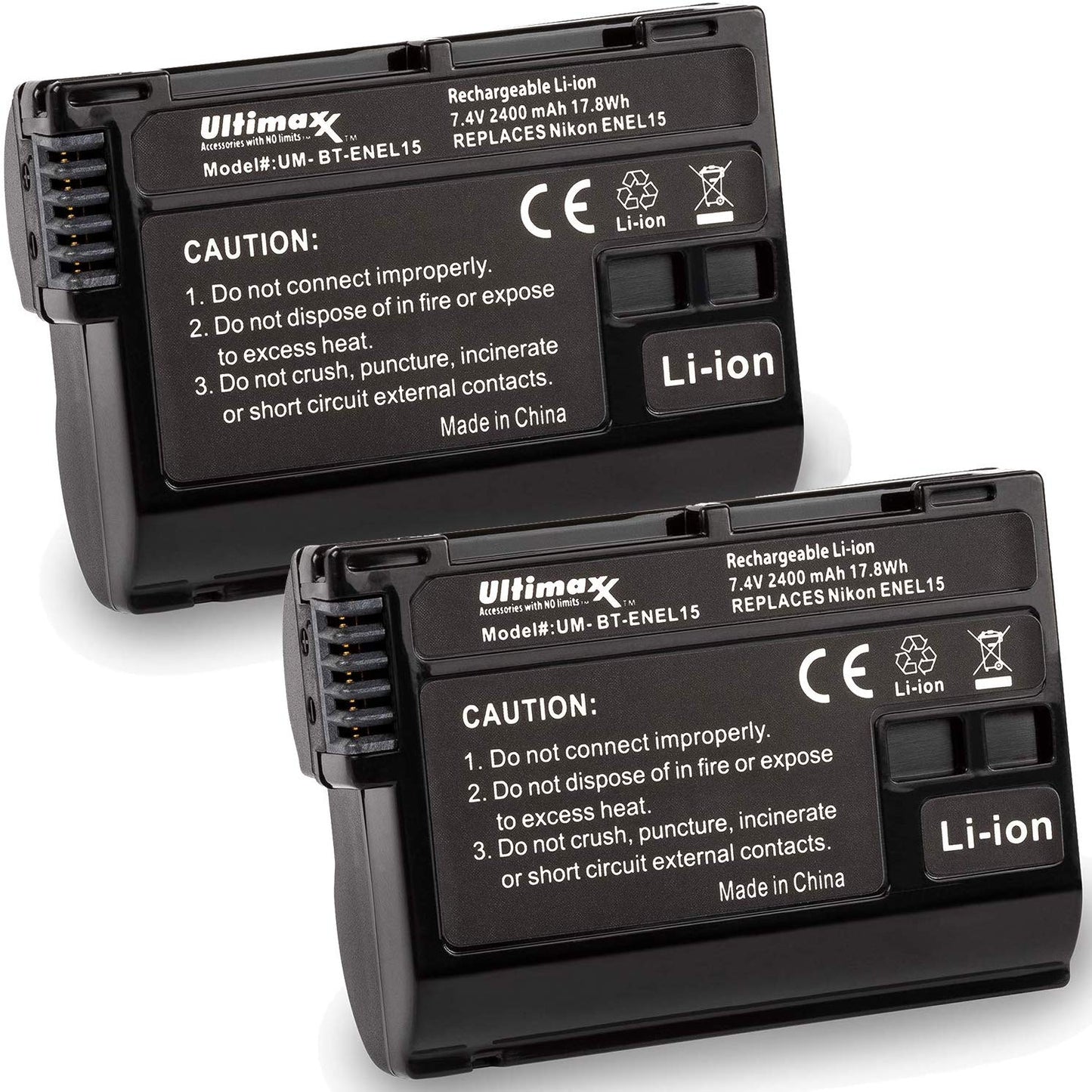 ULTIMAXX Reiseladegerät + Ersatzakku für Nikon ENEL15 - 2400 mah