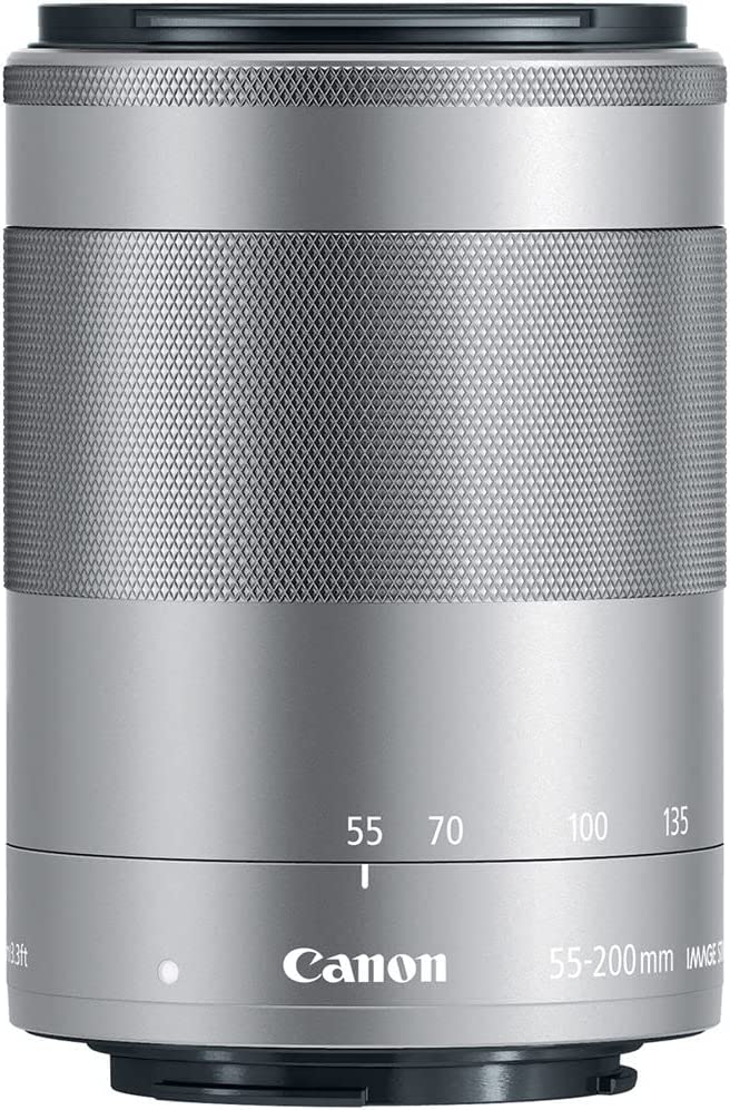 Canon EF-M 55-200mm f/4.5-6.3 IS STM Objektiv (Silber) im Bundle – Neu in weißer Box