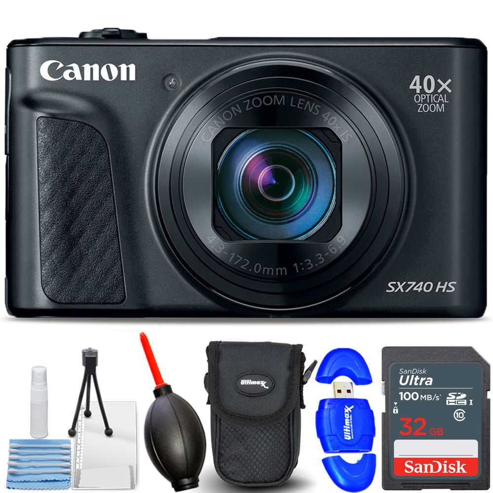 Picture 1 of 7
Canon PowerShot SX740 HS Digital Camera (Black) 2955C001 - 7PC Accessory Bundle