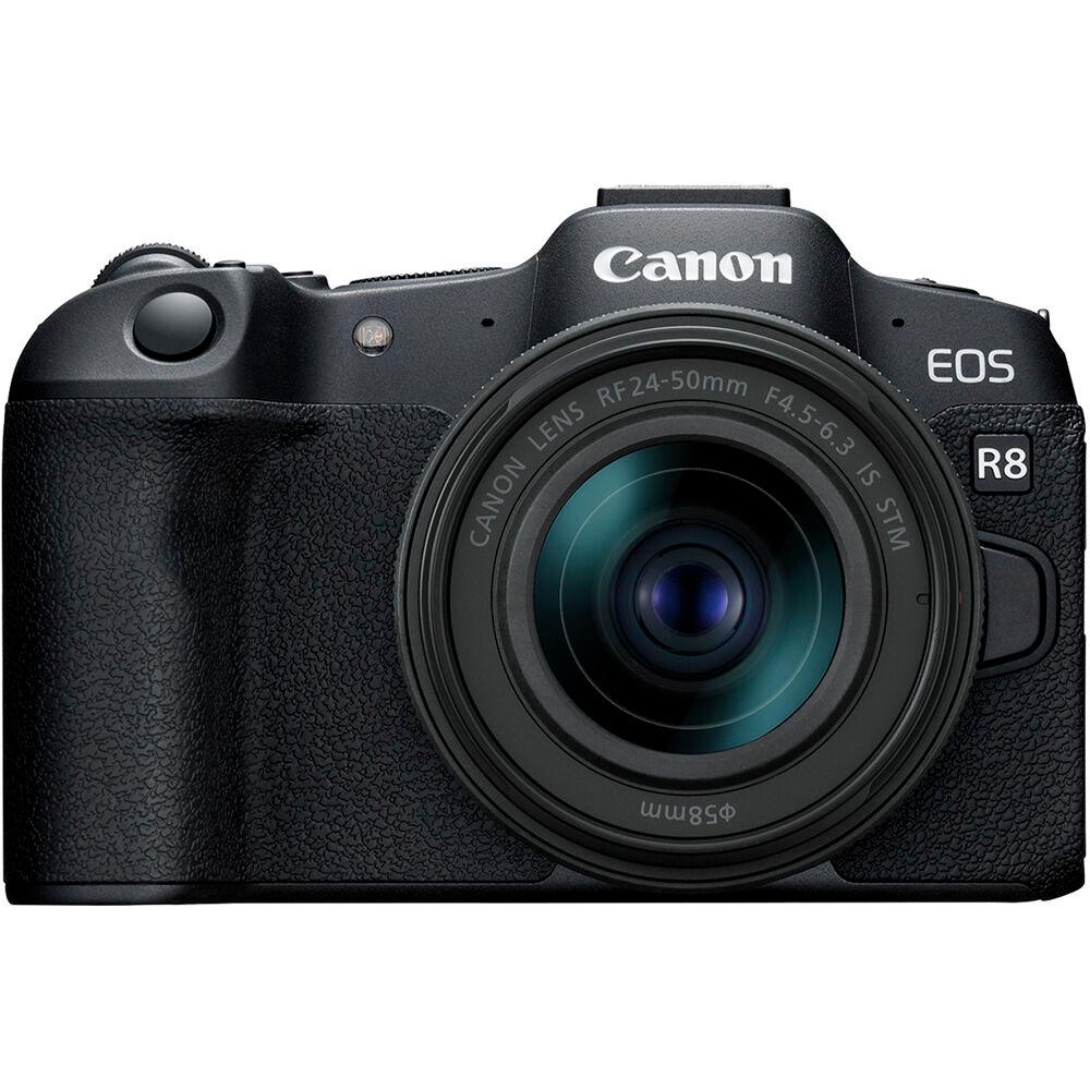 Canon EOS R8 spiegellose Kamera mit RF 24-50 mm IS STM Objektiv – 14-teiliges Zubehörset