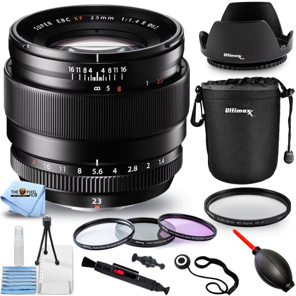 Fujifilm XF 23mm f/1.4 R Lens 16405575 + Lens Pouch + Filter Kit Bundle