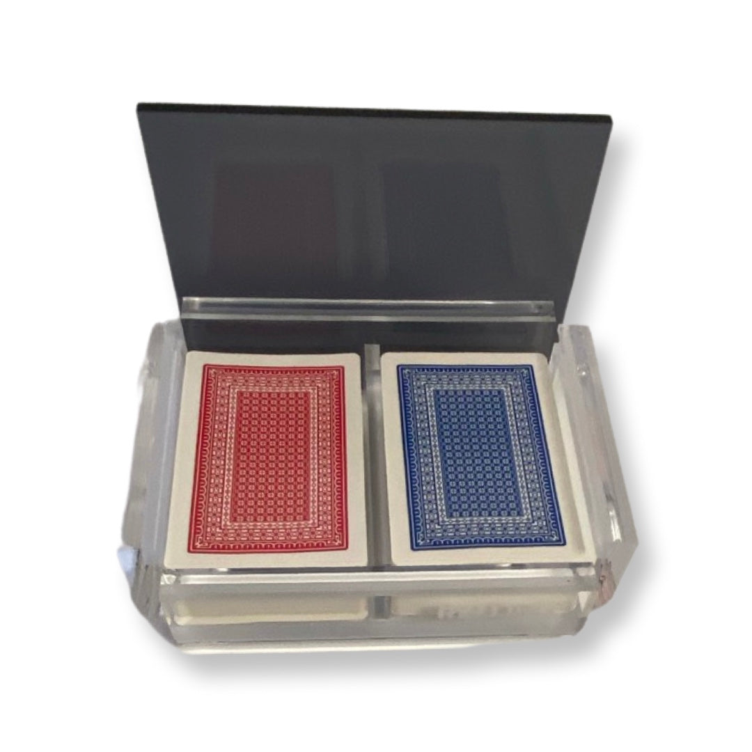 Lucite-Acryl-Bridge-Spielkartenhalter mit Spielkarten im Lieferumfang enthalten (schwarz)