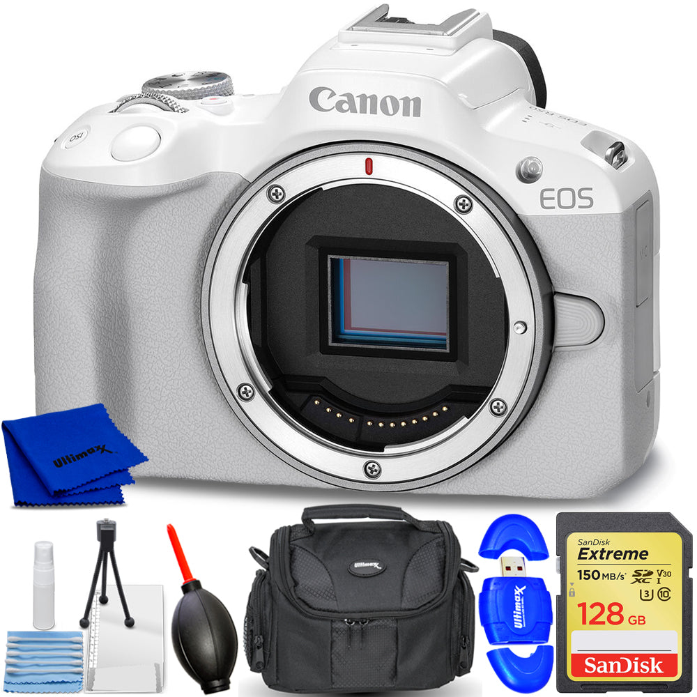 Klicken um zu vergrößern
Canon EOS R50 spiegellose Kamera (weiß) 5812C002 – 7-teiliges Zubehörpaket