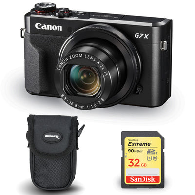 Canon PowerShot G7 X Mark II (Schwarz) + SanDisk Ultra 32 GB SD + Point-and-Shoot-Hülle