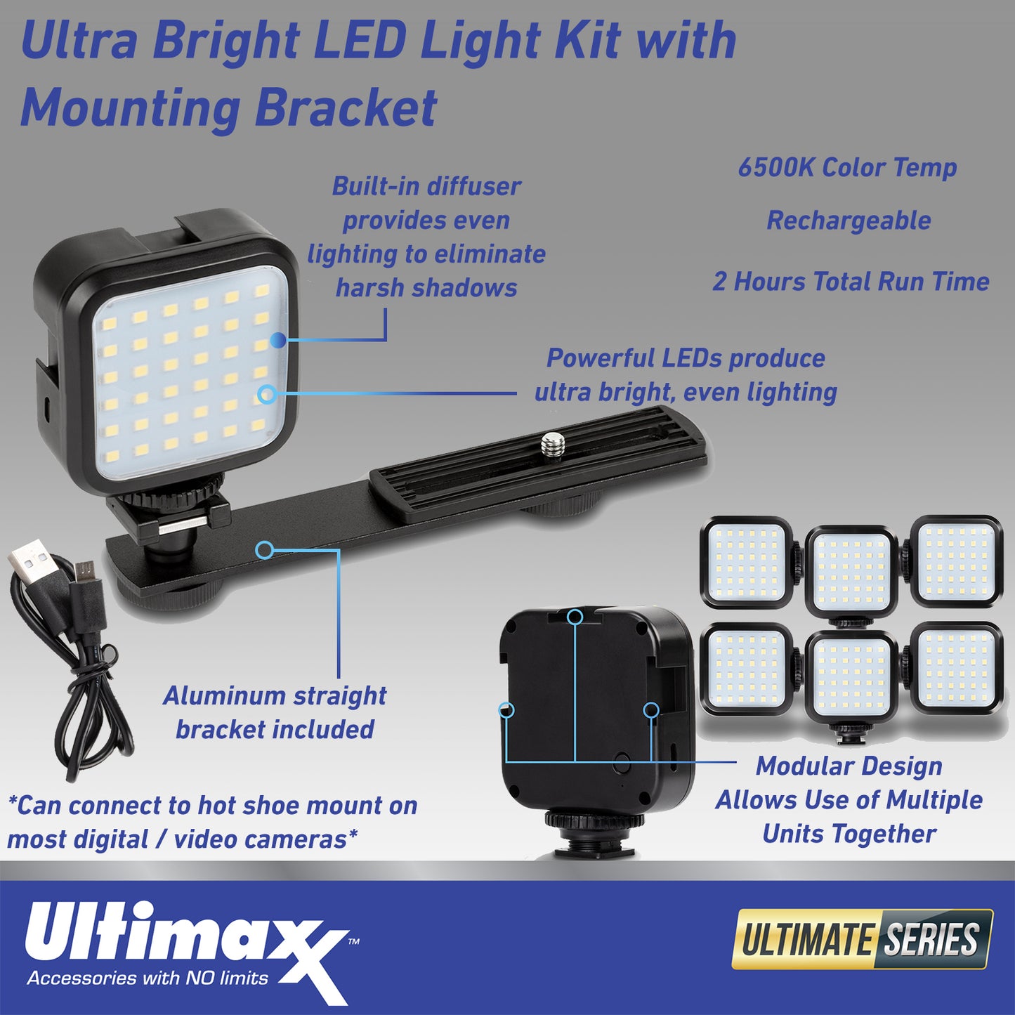 Ultimaxx 4K Ultra HD 42MP Camcorder Video Vlog Kamera mit LED-Licht 15PC Bundle