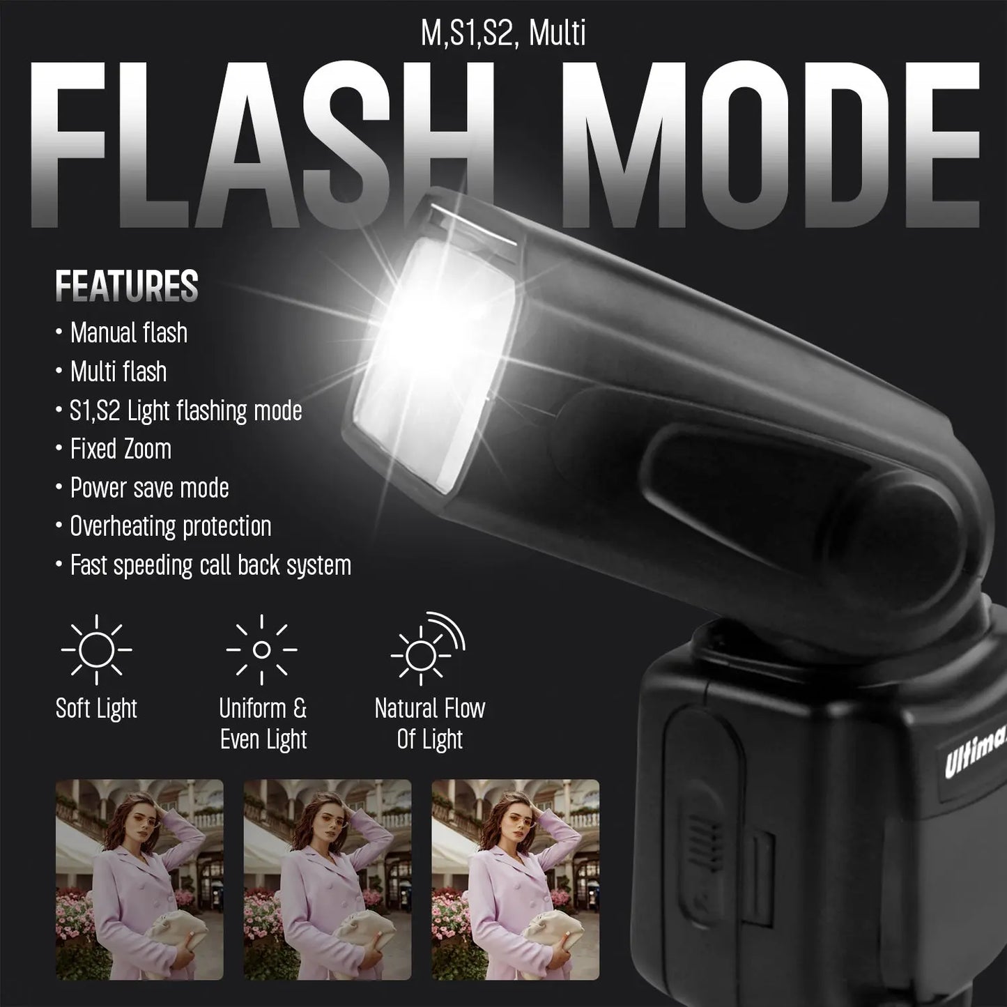Universal Auto Flash w/ LCD Display by Ultimaxx, Slave Mode, Carry Pouch Ultimaxx