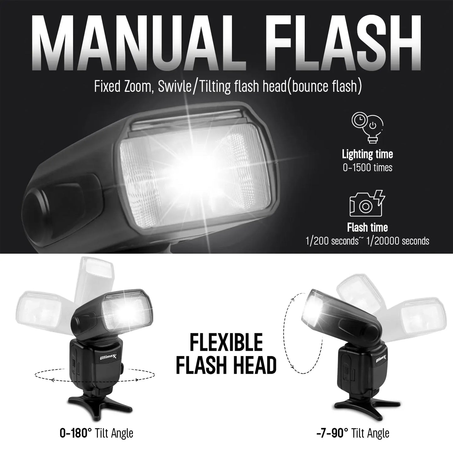 Universal Auto Flash w/ LCD Display by Ultimaxx, Slave Mode, Carry Pouch Ultimaxx