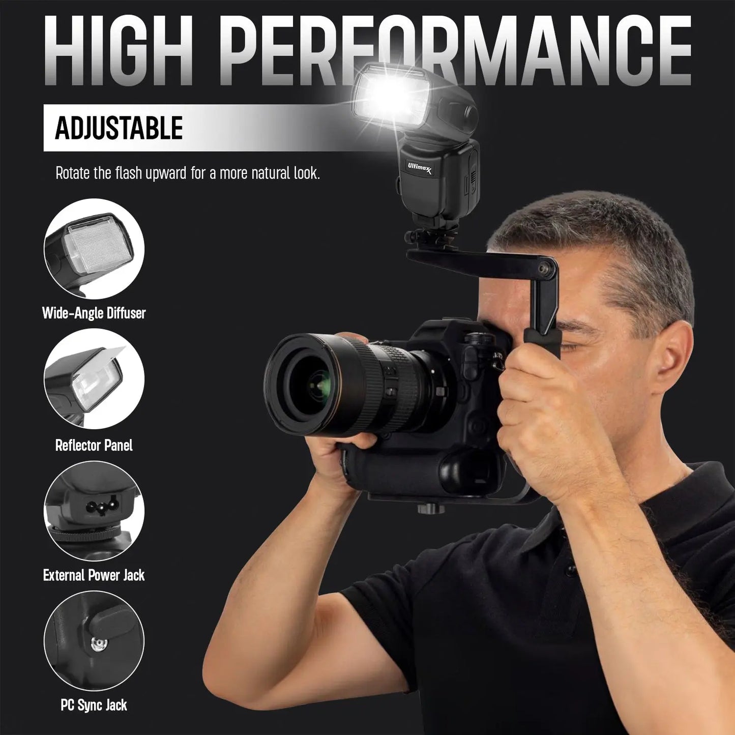 Universal Auto Flash w/ LCD Display by Ultimaxx, Slave Mode, Carry Pouch Ultimaxx