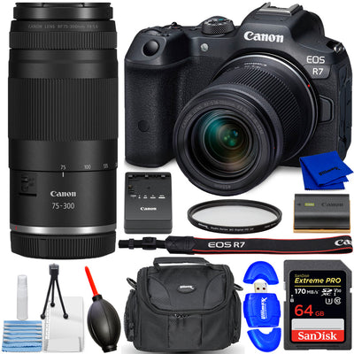 Canon EOS R7 Mirrorless Camera with 18-150mm + RF 75-300mm f/4-5.6 Lens Bundle Canon