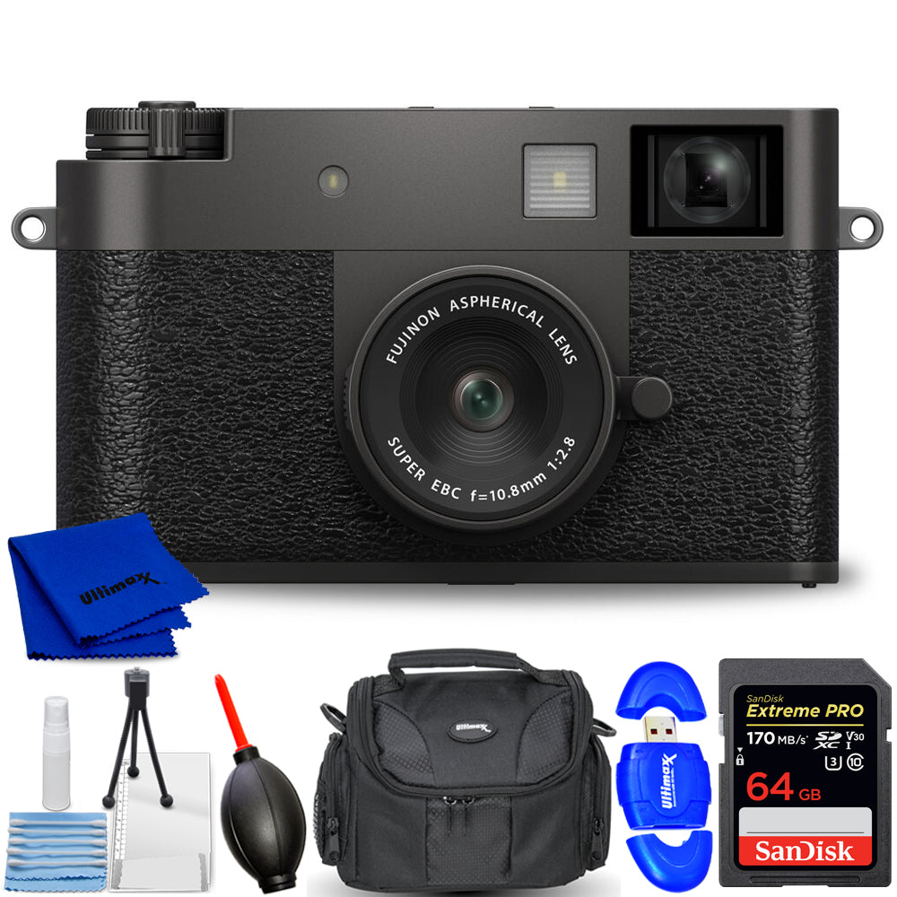 FUJIFILM X half Digital Camera (Charcoal Silver) 16954112 - 7PC Accessory Bundle