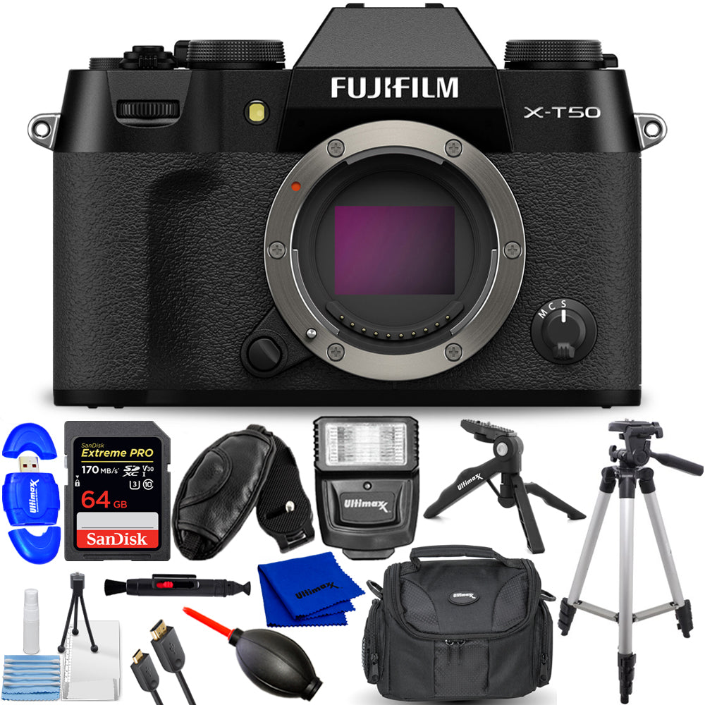 FUJIFILM X-T50 Mirrorless Camera (Body, Black) - KIT BOX Accessory Kit Fujifilm
