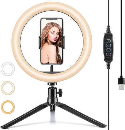 10" RGB Color Changing LED Ring Light with Tabletop Tripod Generic
