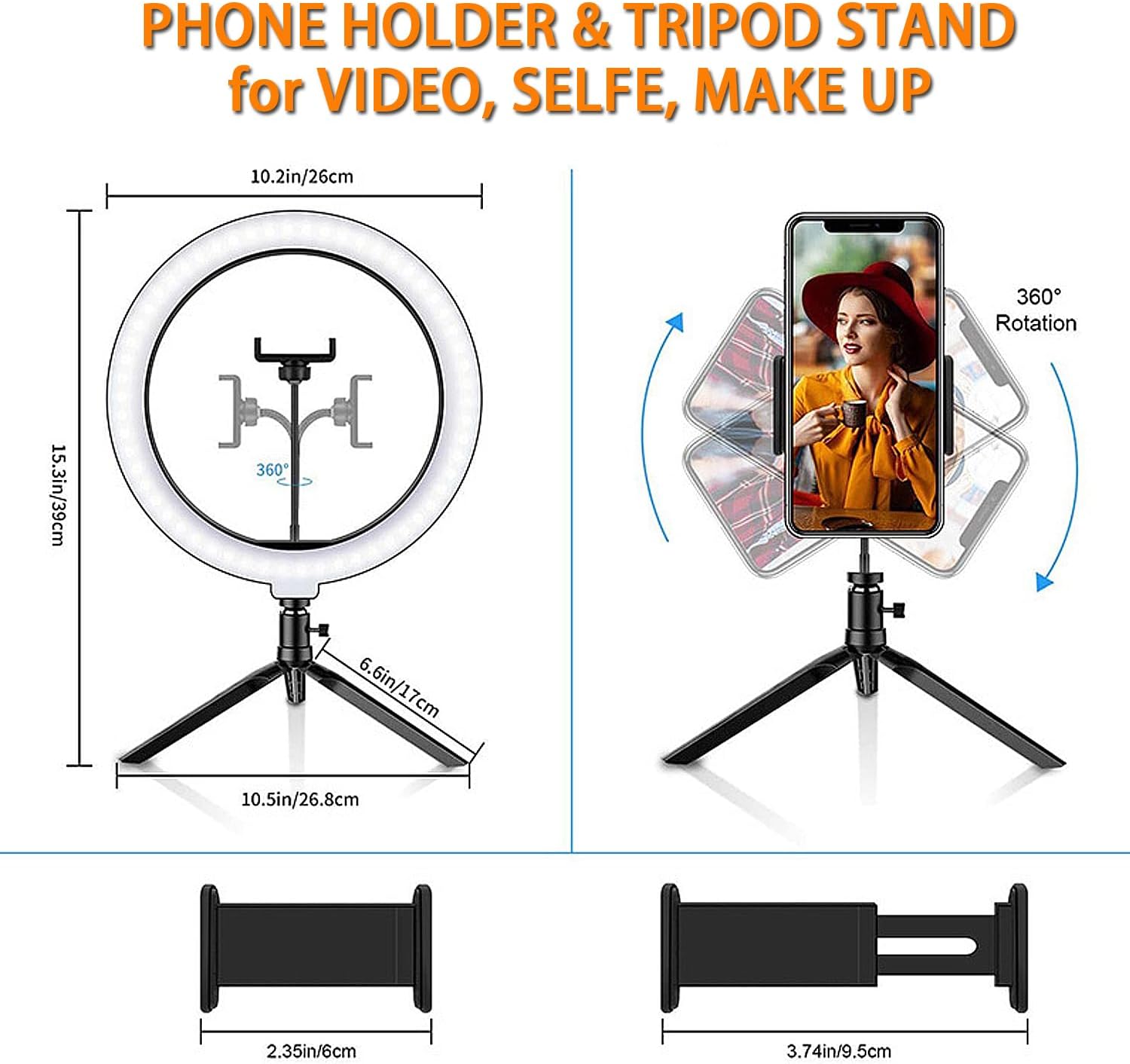 10" RGB Color Changing LED Ring Light with Tabletop Tripod Generic