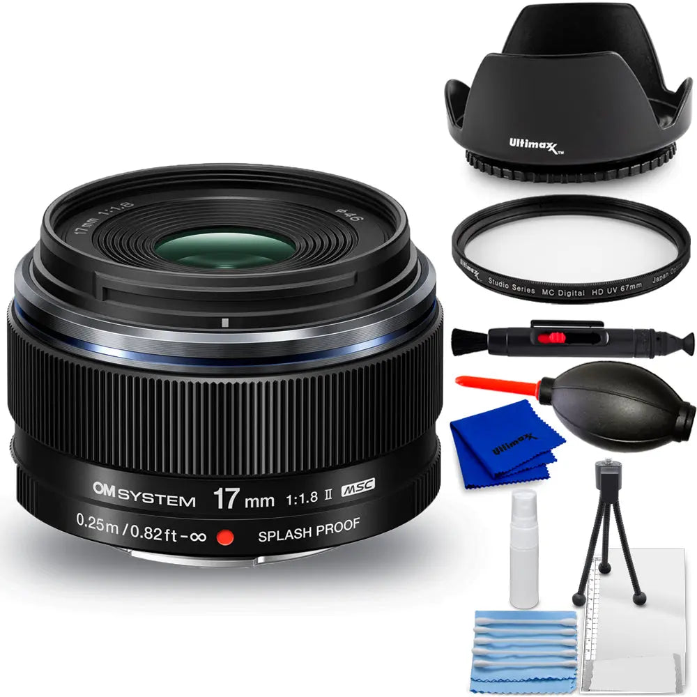 OM SYSTEM M.Zuiko Digital 17mm f/1.8 II (Micro Four Thirds) - 7PC Accessory Bundle