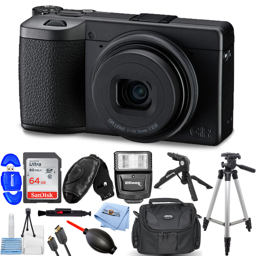 Ricoh GR IV Monochrome Digital Camera 01582 - 12PC Accessory Bundle
