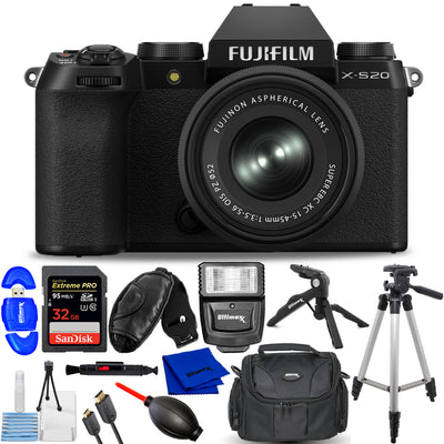 FUJIFILM X-S20 Mirrorless Camera with 15-45mm Lens (Black) 16781943 - Bundle