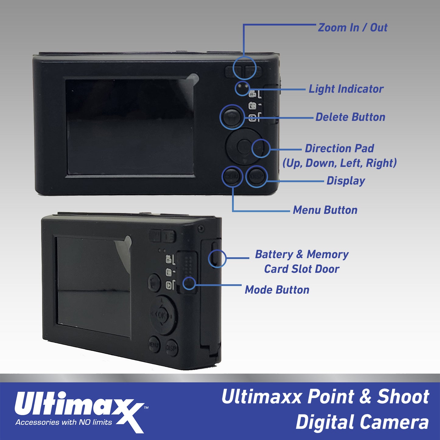 Ultimaxx 44MP Digital Compact Camera with 16x Digital Zoom w/ 32GB Card - Perfect Gift for Kids