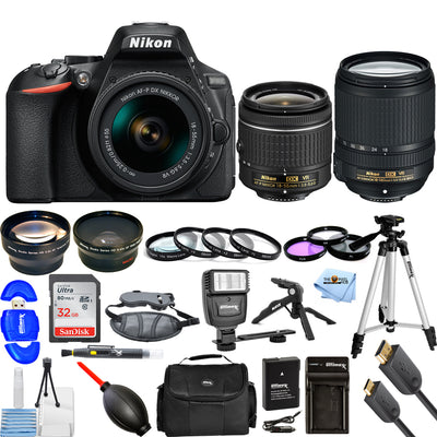 Nikon D5600 DSLR mit AF-P 18–55 mm + 18–140 mm VR – preisgünstiges 4-Objektiv-Paket