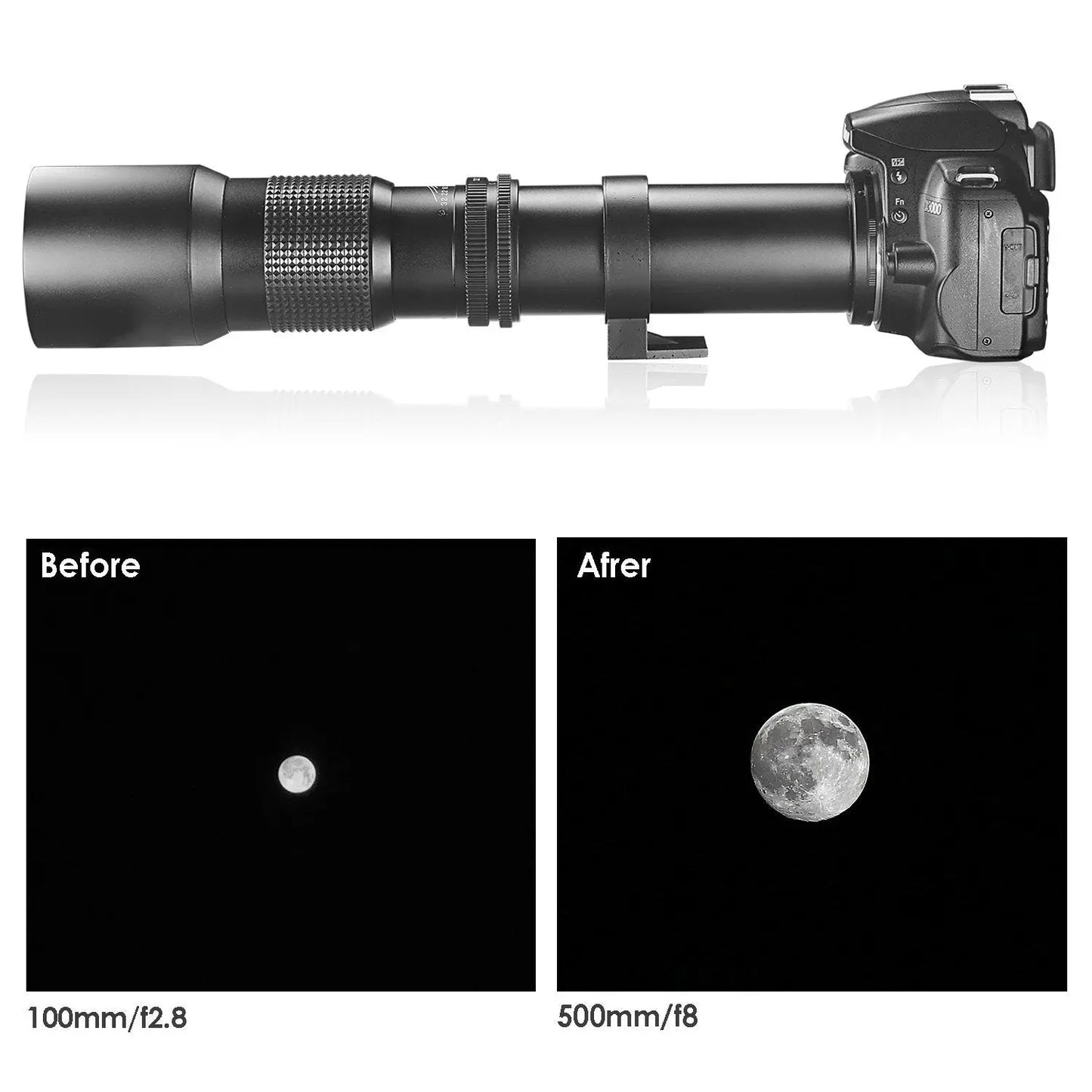 Super 500mm f/8 Manual Telephoto Lens for Nikon D5 D4S D810 D800 D750 D700 D610 Ultimaxx