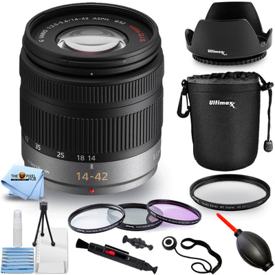 Panasonic Lumix G Vario 14–42 mm f/3,5–5,6 Asph. / MEGA OIS-Objektiv (schwarz, offene Verpackung) Bundle 2