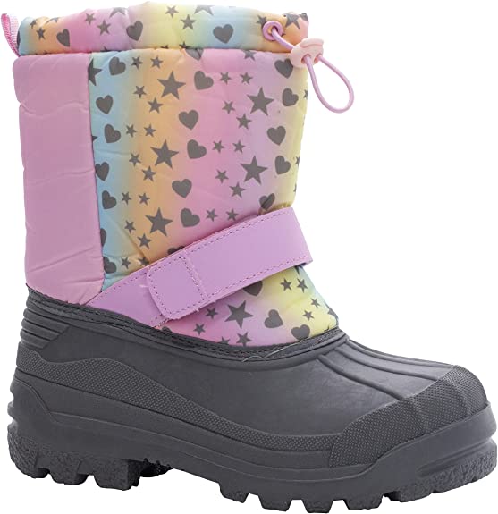 AQUAKIX Pink Metallic Hearts and Stars Print Snow Boots (T5)