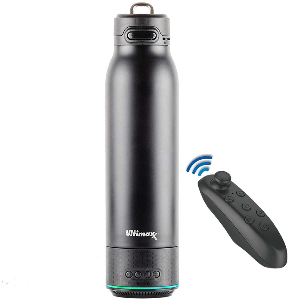 Ultimaxx Vacuum Insulated Premium Water Bottle (Pink) with Rechargeable Bluetooth Speaker and Xtreme Mini Bluetooth Remote. Remote Doubles as Gaming Joystick/Mouse for Smartphone Apps.