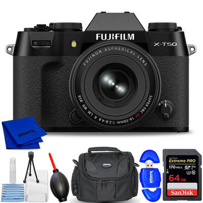 FUJIFILM X-T50 spiegellose Kamera mit XF 16-50 mm f/2.8-4.8 Objektiv (Schwarz) im Paket