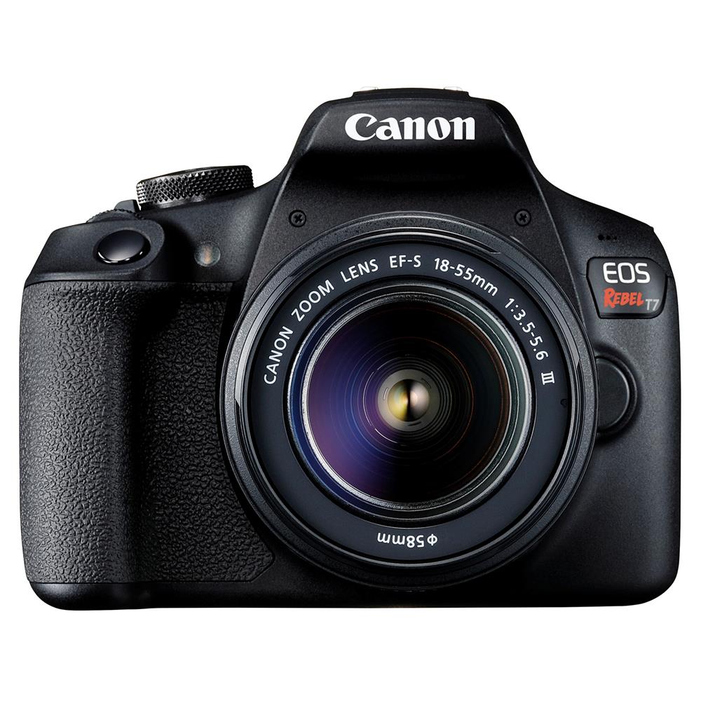 Canon EOS Rebel T7 mit 18-55 mm III-Objektiv + 64 GB + EXT BATT + Flash-Paket