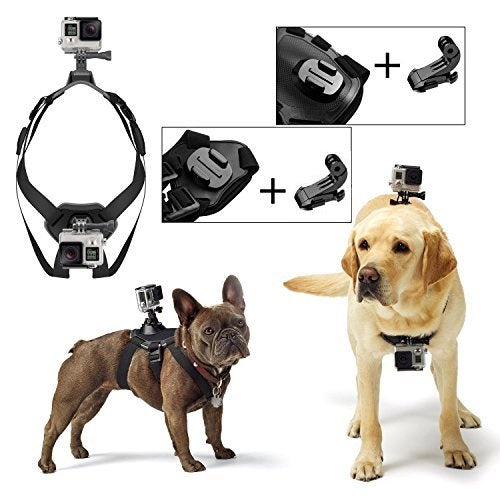 Adjustable Dog Pet Harness Back Mount Strap for GoPro HERO9 8 7 6 5 + 2 J-Hooks