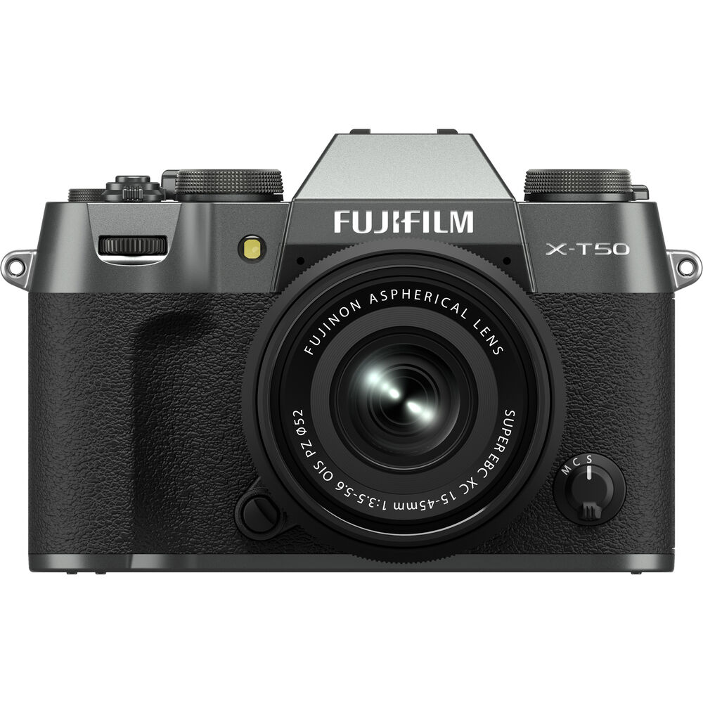 Spiegellose Kamera FUJIFILM X-T50 mit 15–45 mm f/3,5–5,6-Objektiv (Anthrazit-Silber)