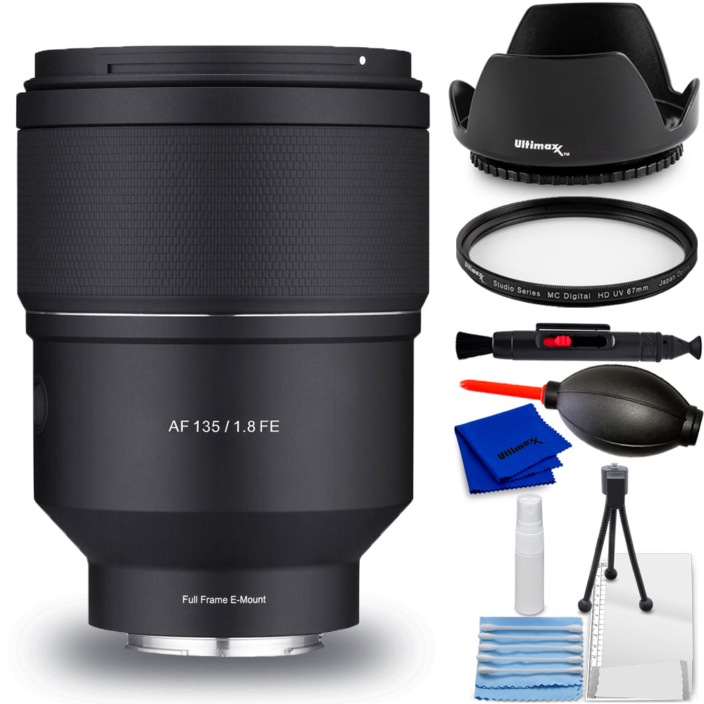 Rokinon AF 135 mm f/1,8 FE-Objektiv für Sony E IO13518-E – 7-teiliges Zubehörpaket