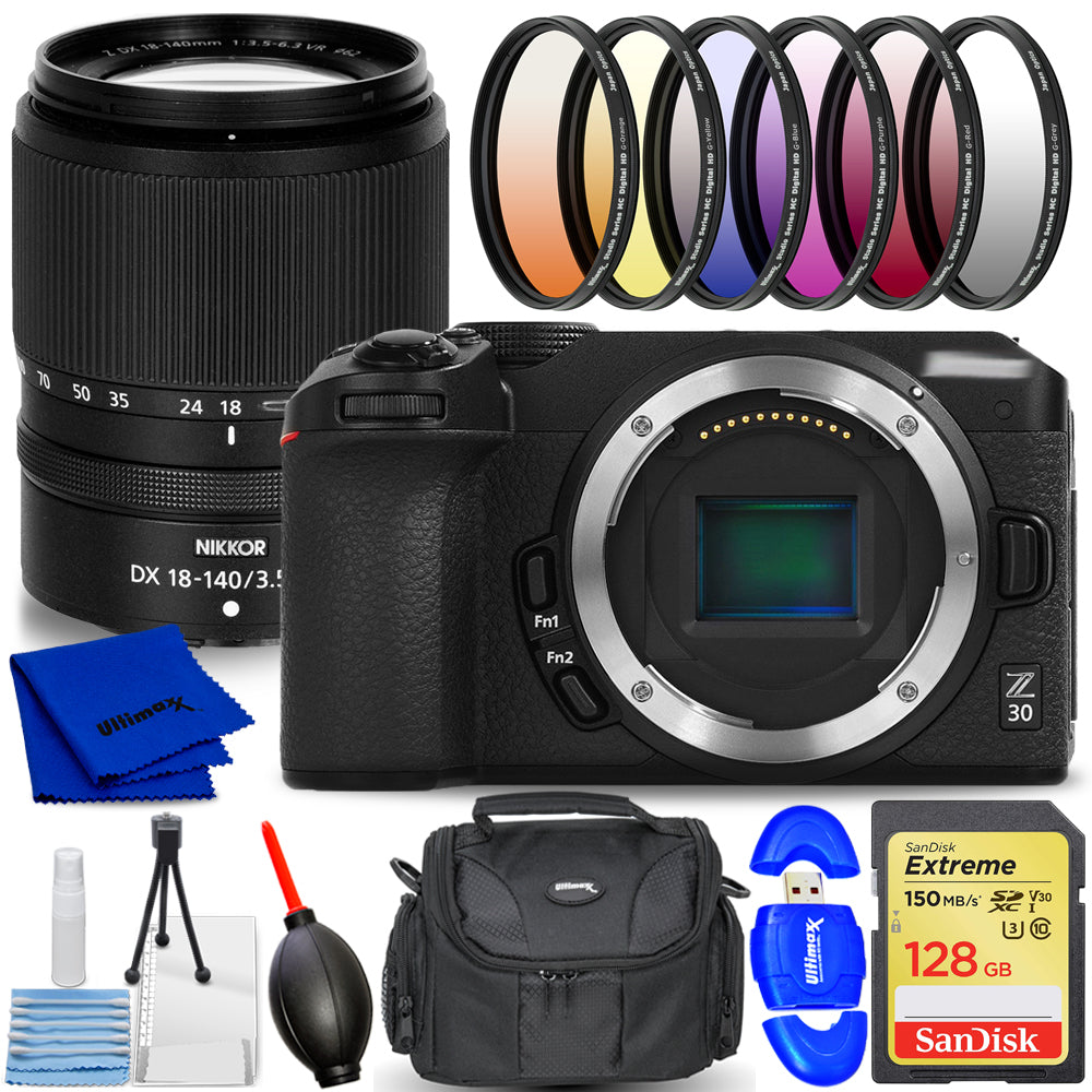 Nikon Z30 Mirrorless Camera w/ Z DX 18-140mm f/3.5-6.3 VR Lens (Black) - Bundle